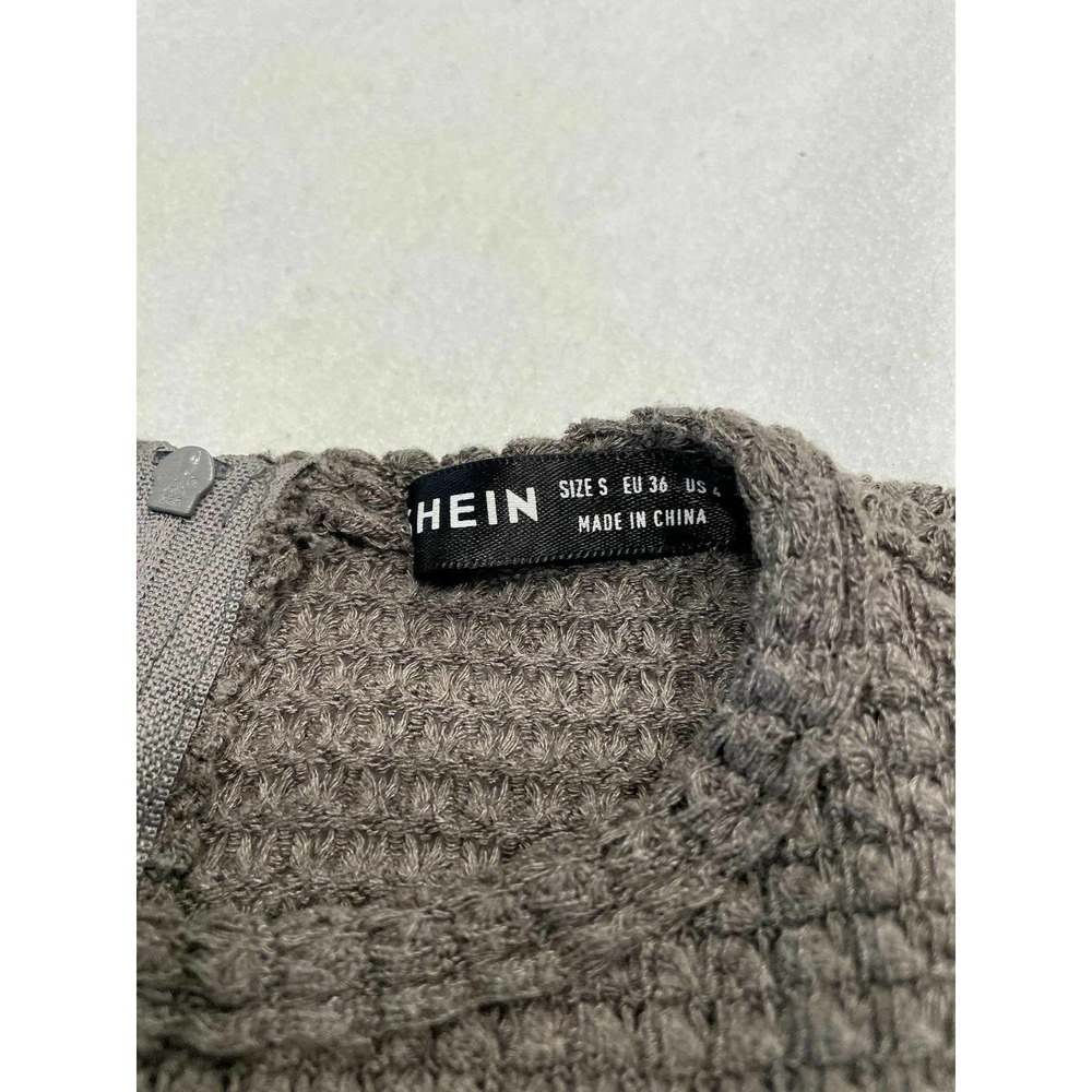SHEIN Size Small Waffle Knit Crop Tank Top‎ Womens Sleeveless Slim Back-Zip Gray - Picture 7 of 12